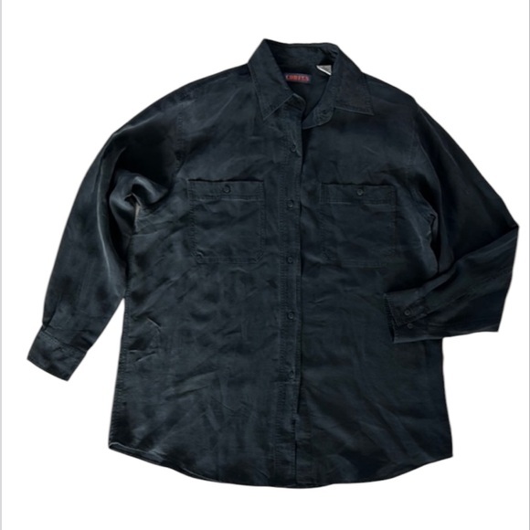 coreen Tops - Coreen 100% silk black button down blouse size Medium